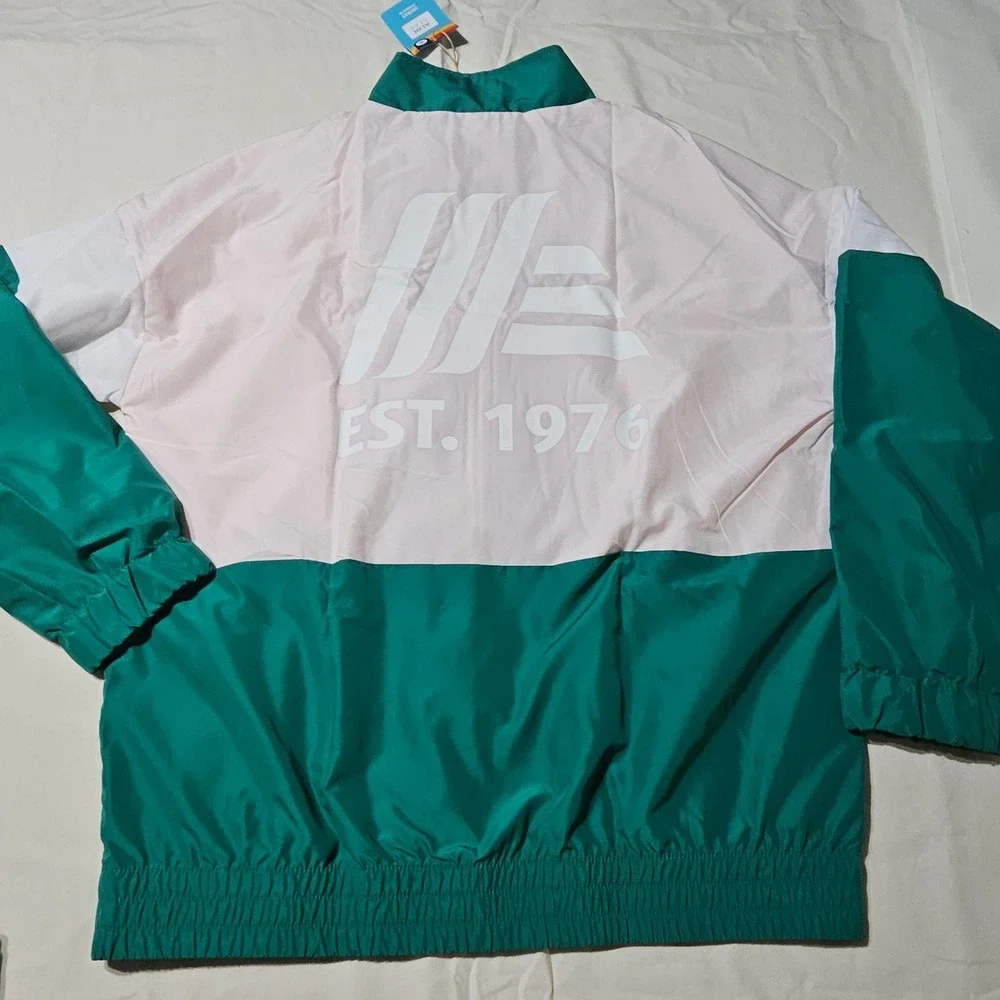 Aldi Tracksuit Set Womens Medium Green White Windbreaker Snap Pants Retro Gear